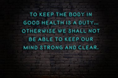 Zekice ve motive edici bir alıntı. Tuğla duvarda neon işareti