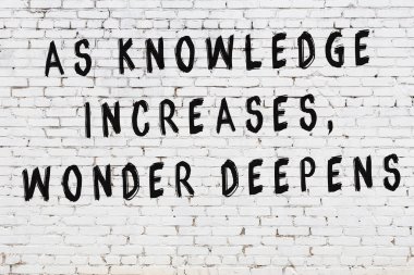 Bilgece alıntıların yazılı olduğu siyah boyanmış beyaz tuğla duvar