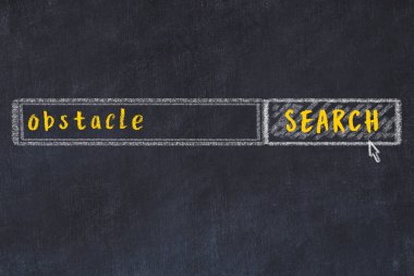 Arama motoru konsepti. Engel arıyoruz. Basit tebeşir çizimi ve yazı