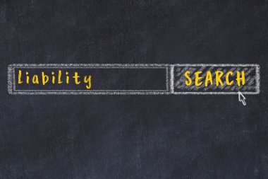 Arama motoru konsepti. Yükümlülük arıyoruz. Basit tebeşir çizimi ve yazı