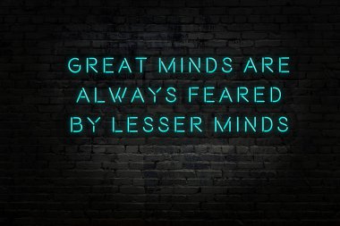 Akıllıca alıntı. Duvara karşı neon yazıtlar