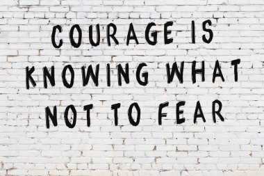 Beyaz tuğla duvara zekice alıntılar yazılı siyah bir yazı.