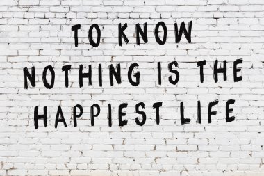 Bilgece alıntıların yazılı olduğu siyah boyanmış beyaz tuğla duvar