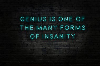 Zekice ve motive edici bir alıntı. Tuğla duvarda neon işareti