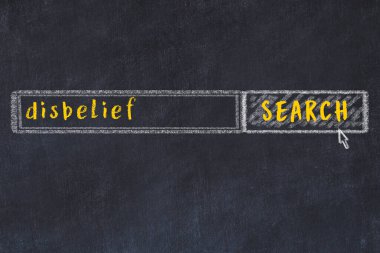 Arama motorunun tebeşir çizimi ve siyah karatahta yazıtları