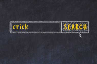 Arama motoru konsepti. Crick 'i arıyorum. Basit tebeşir çizimi ve yazı