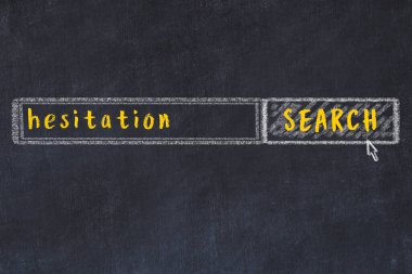 Arama motorunun tebeşir çizimi ve siyah karatahta yazıtları