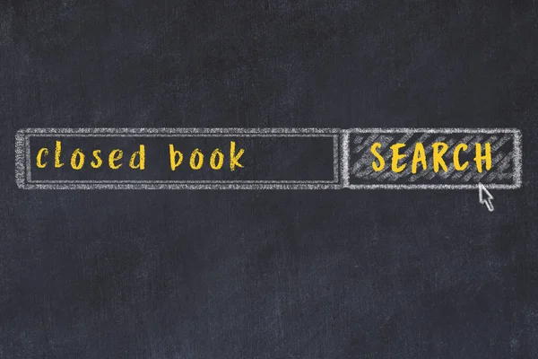 Search engine concept. Looking for closed book. Simple chalk sketch and inscription — Stock Photo, Image