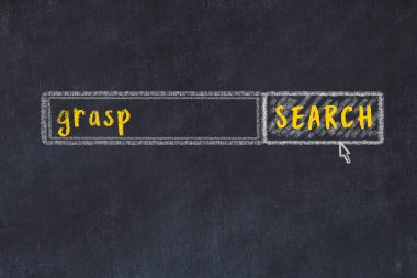 Arama motorunun tebeşir çizimi ve siyah karatahta yazıtları