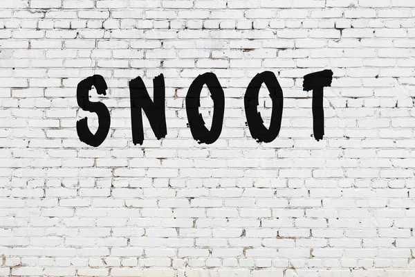 Word Snoot auf weiße Ziegelwand gemalt — Stockfoto