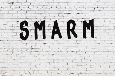 Beyaz tuğla duvara kelime oyunu çizilmiş.