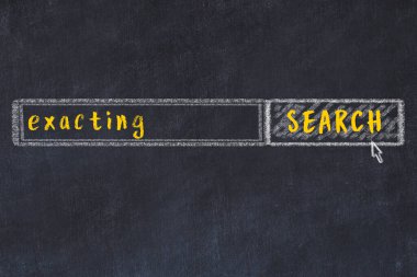 Arama motoru konsepti. Titizlik arıyorum. Basit tebeşir çizimi ve yazı