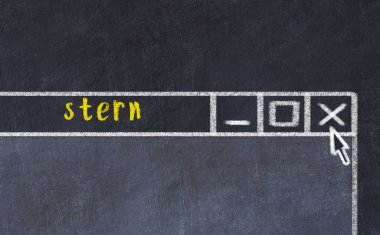 Sorunlarla başa çıkma kavramı. Tarayıcı penceresini başlık arkası ile kapatmanın tebeşir çizimi