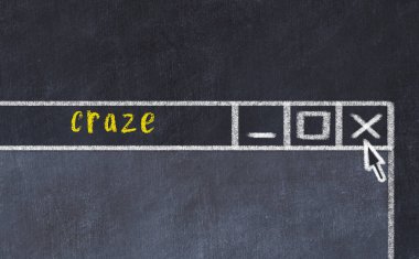 Sorunlarla başa çıkma kavramı. Tarayıcı penceresini başlık çılgınlığıyla kapatmanın tebeşir çizimi