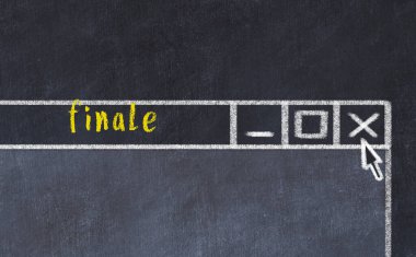 Sorunlarla başa çıkma kavramı. Tarayıcı penceresini başlık sonuyla kapatmanın tebeşir çizimi