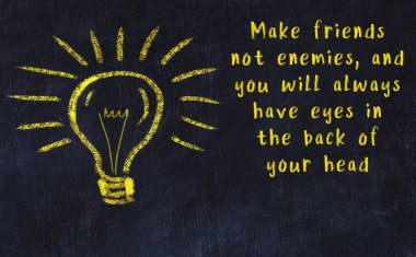 Fikir üretme kavramı. Ampulün tebeşir çizimi. Boşluğu kopyala