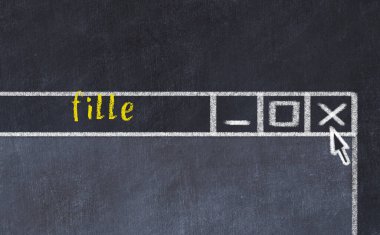 Yazı dosyasına sahip tarayıcı penceresinin tebeşir sürükleyicisi 