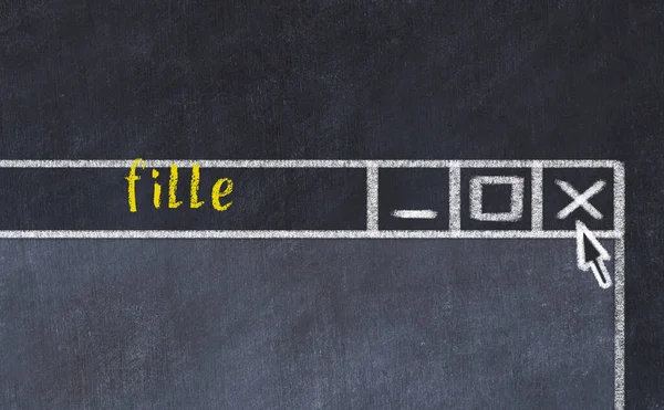 Yazı dosyasına sahip tarayıcı penceresinin tebeşir sürükleyicisi 