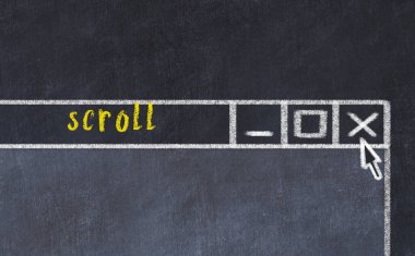 Sorunlarla başa çıkma kavramı. Tarayıcı penceresini başlık kaydırma ile kapatmanın tebeşir çizimi