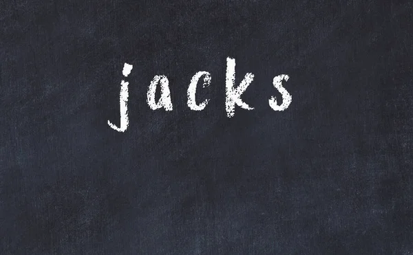 Κολέγιο γραφείο κιμωλία με τη λέξη jacks γραμμένο σε — Φωτογραφία Αρχείου