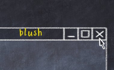 Sorunlarla başa çıkma kavramı. Tarayıcı penceresini başlık kızarıklığıyla kapatan tebeşir çizimi