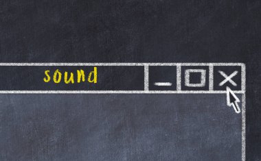 Sorunlarla başa çıkma kavramı. Tarayıcı penceresini başlık sesiyle kapatmanın tebeşir çizimi