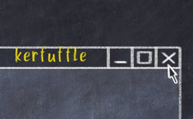 Sorunlarla başa çıkma kavramı. Tarayıcı penceresini başlık karmaşası ile kapatmanın tebeşir çizimi