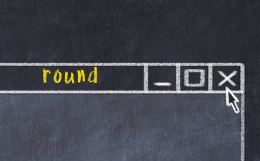 Sorunlarla başa çıkma kavramı. Tarayıcı penceresini başlık yuvarlak ile kapatmanın tebeşir çizimi