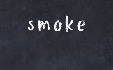 Üzerinde yazılı duman olan siyah karatahta.