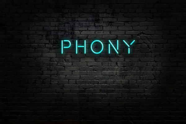Neon znak z napisem phony na ścianie z cegły — Zdjęcie stockowe
