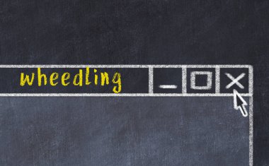 Sorunlarla başa çıkma kavramı. Tarayıcı penceresini başlık hışırtısıyla kapatan tebeşir çizimi