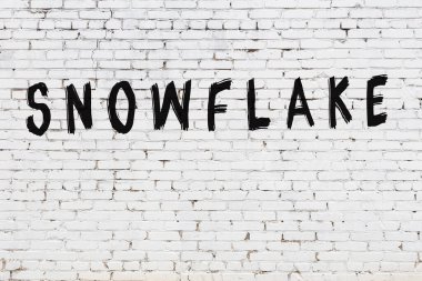 Beyaz tuğla duvara kar taneleri çizilmiş.