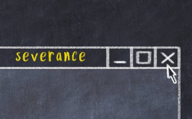 Sorunlarla başa çıkma kavramı. Tarayıcı penceresini başlık kıdem tazminatıyla kapatmanın tebeşir çizimi