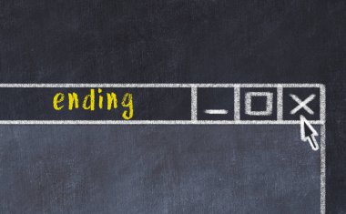 Yazı sonu olan tarayıcı penceresinin tebeşir sürükleyicisi 