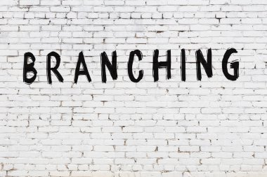 Kelimeler beyaz tuğla duvara yazıldı.