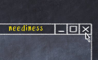 Sorunlarla başa çıkma kavramı. Tarayıcı penceresini başlık ihtiyacı ile kapatmanın tebeşir çizimi