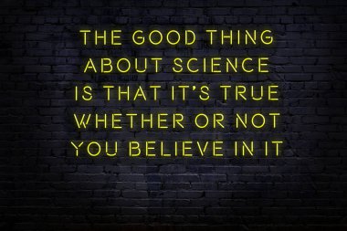 Akıllıca alıntı. Duvara karşı neon yazıtlar