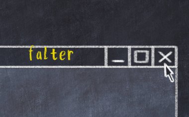 Sorunlarla başa çıkma kavramı. Tarayıcı penceresini başlık bocalayarak kapatmanın tebeşir çizimi