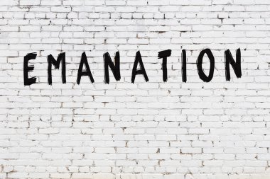 Kelimeler beyaz tuğla duvara yazıldı.