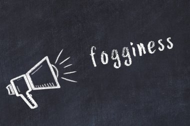 Tebeşir hoparlörü ve kara karatahtanın üzerindeki yazıt sisi