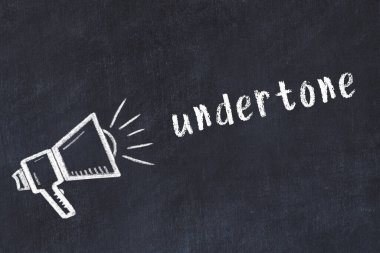 Tebeşir hoparlörü ve siyah karatahtanın altındaki yazı.