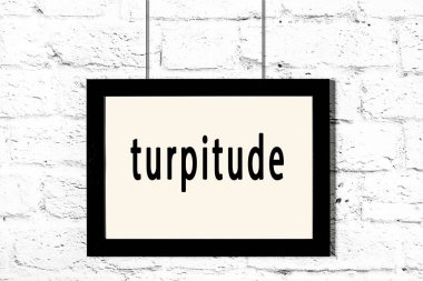 Beyaz tuğla duvarda asılı siyah çerçeve.