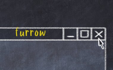 Sorunlarla başa çıkma kavramı. Tarayıcı penceresini başlık iziyle kapatmanın tebeşir çizimi