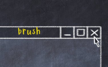 Sorunlarla başa çıkma kavramı. Tarayıcı penceresini başlık fırçasıyla kapatmanın tebeşir çizimi