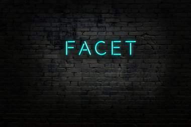 Tuğla duvardaki neon ışıklarının gece görüşü