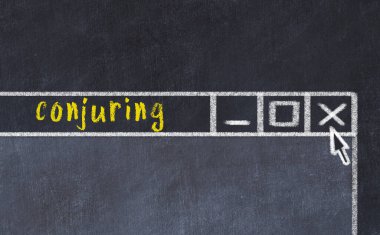 Sorunlarla başa çıkma kavramı. Tarayıcı penceresini başlık sihirbazlığı ile kapatmanın tebeşir çizimi