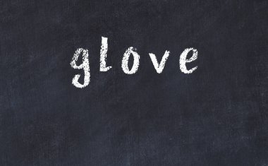 Üzerinde eldiven yazan tebeşir masası.