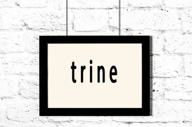 Beyaz tuğla duvarda asılı siyah çerçeve.