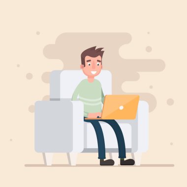 Freelancer sandalyede oturma ve çalışma olduğunu.