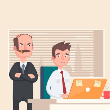 Çalışanın öfkeli patron bakar